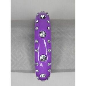 VTG Deadstock Y2K Purple Rhinestone Bangle Bracelet Chunky Acrylic Stack 8"